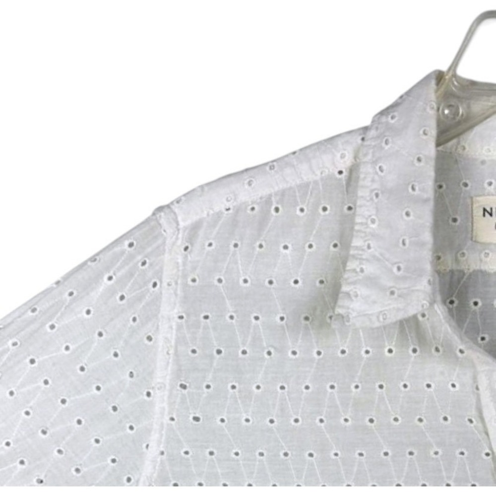 Nili Lotan White Eyelet Cotton Button Down Long Sleeve Blouse M - Picture 6 of 7